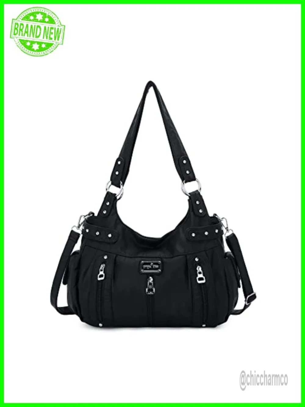 Washed Faux Leather Hobo Satchel Crossbody Shoulder Bag Tote Purse